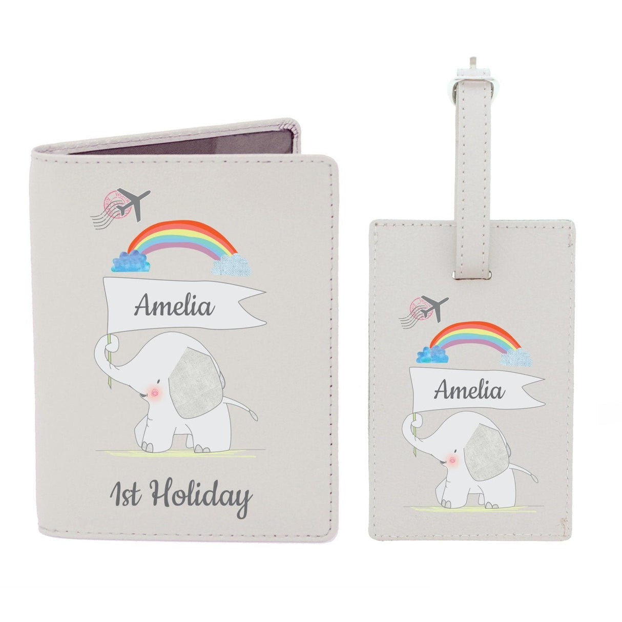 Personalised My 1st Cream Passport Holder & Luggage Tag Set: 4 - Passport Holders By Gift Moments