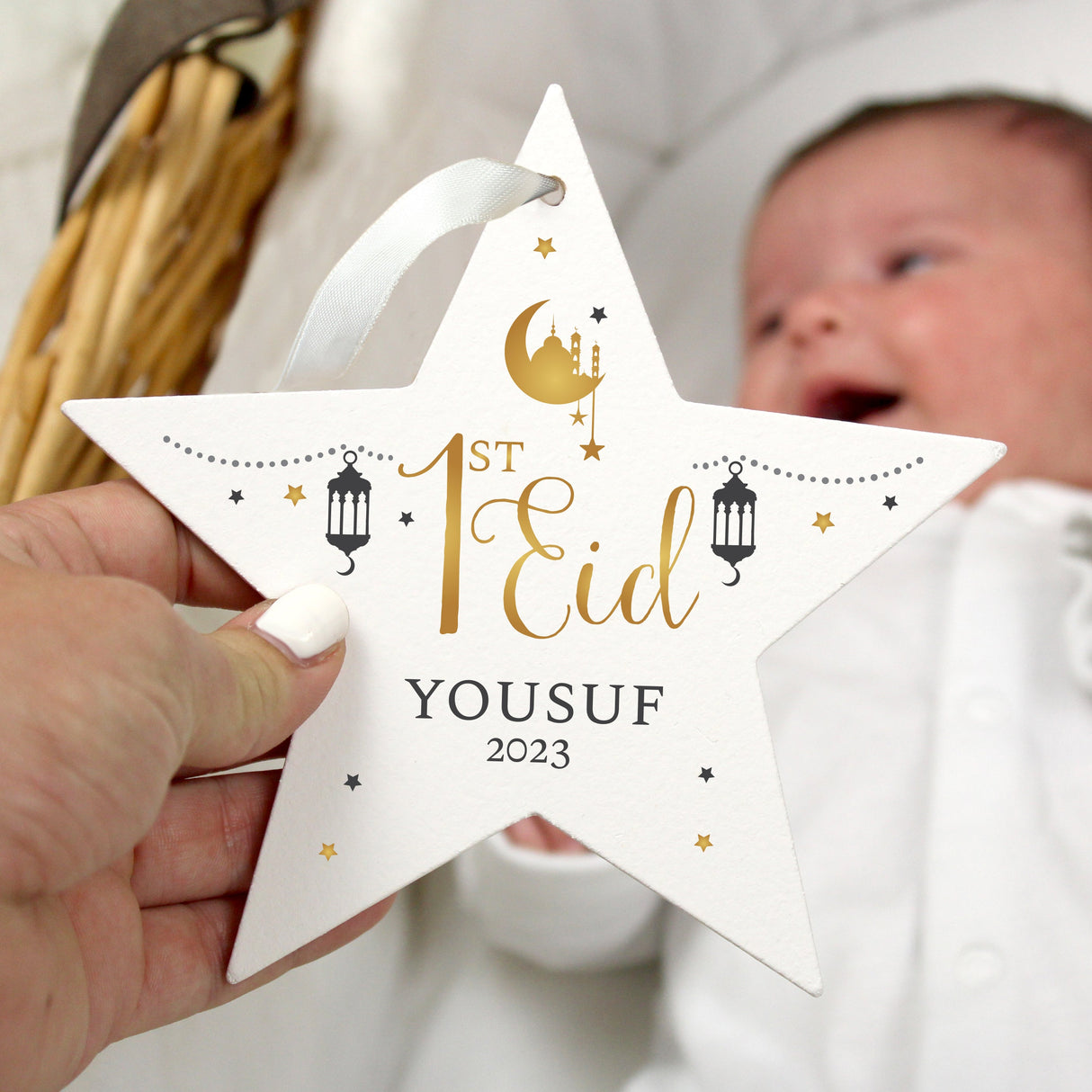 Personalised 1st Eid Wooden Star Decoration - Shop Decorations At Gift Moments - 3