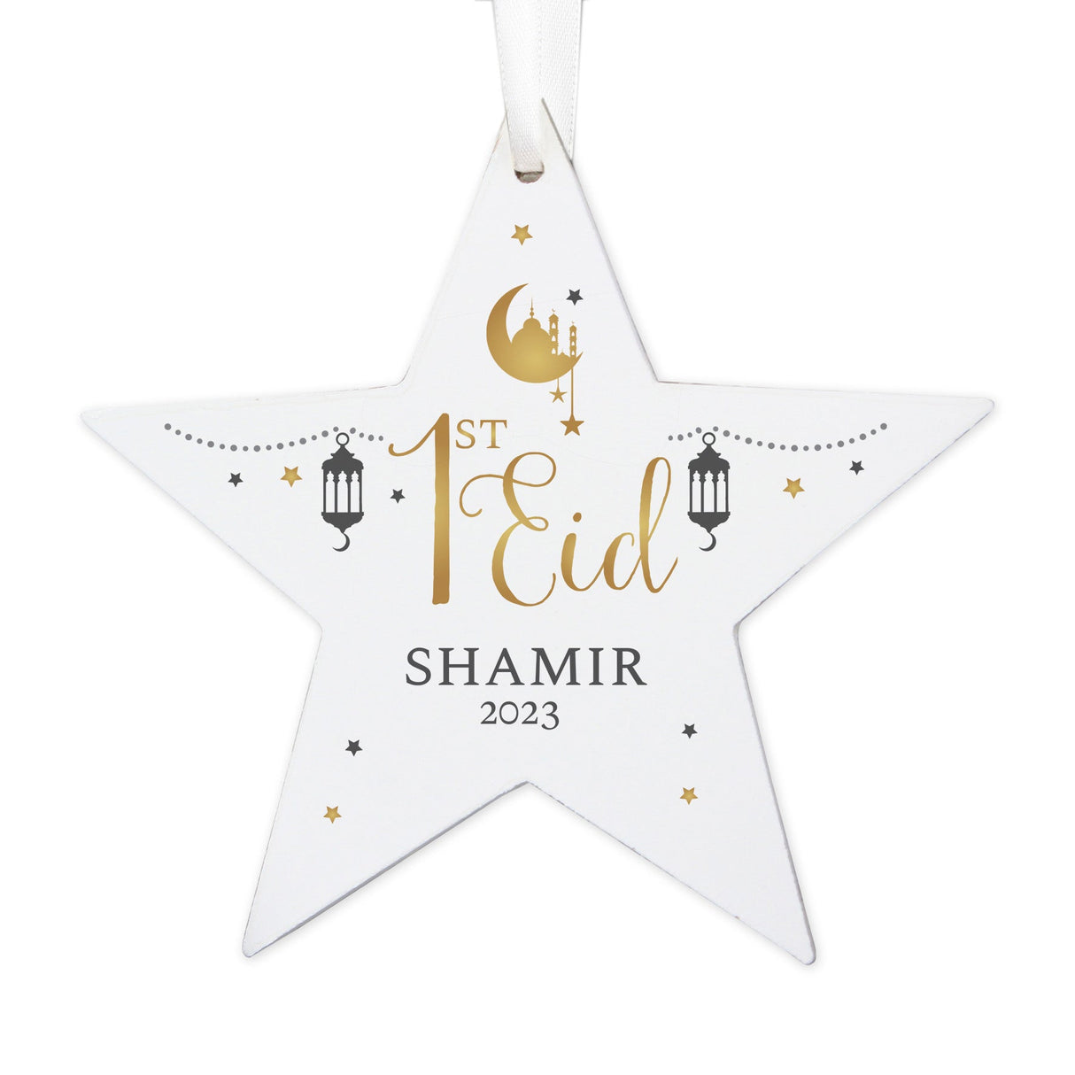 Personalised 1st Eid Wooden Star Decoration - Shop Decorations At Gift Moments - 5