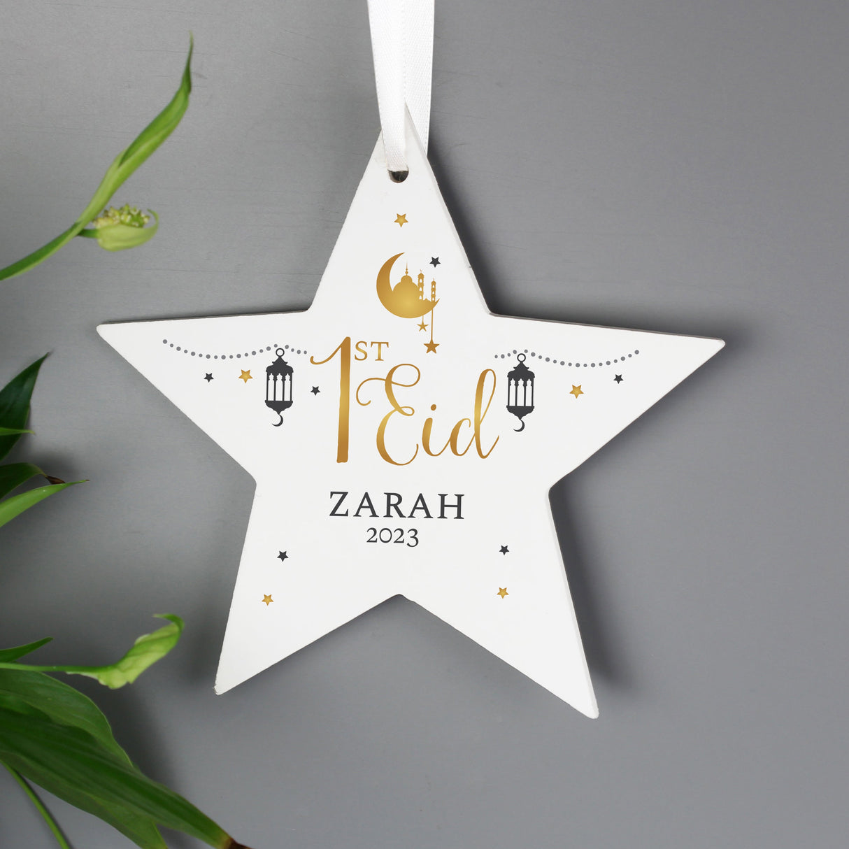 Personalised 1st Eid Wooden Star Decoration - Shop Decorations At Gift Moments - 2