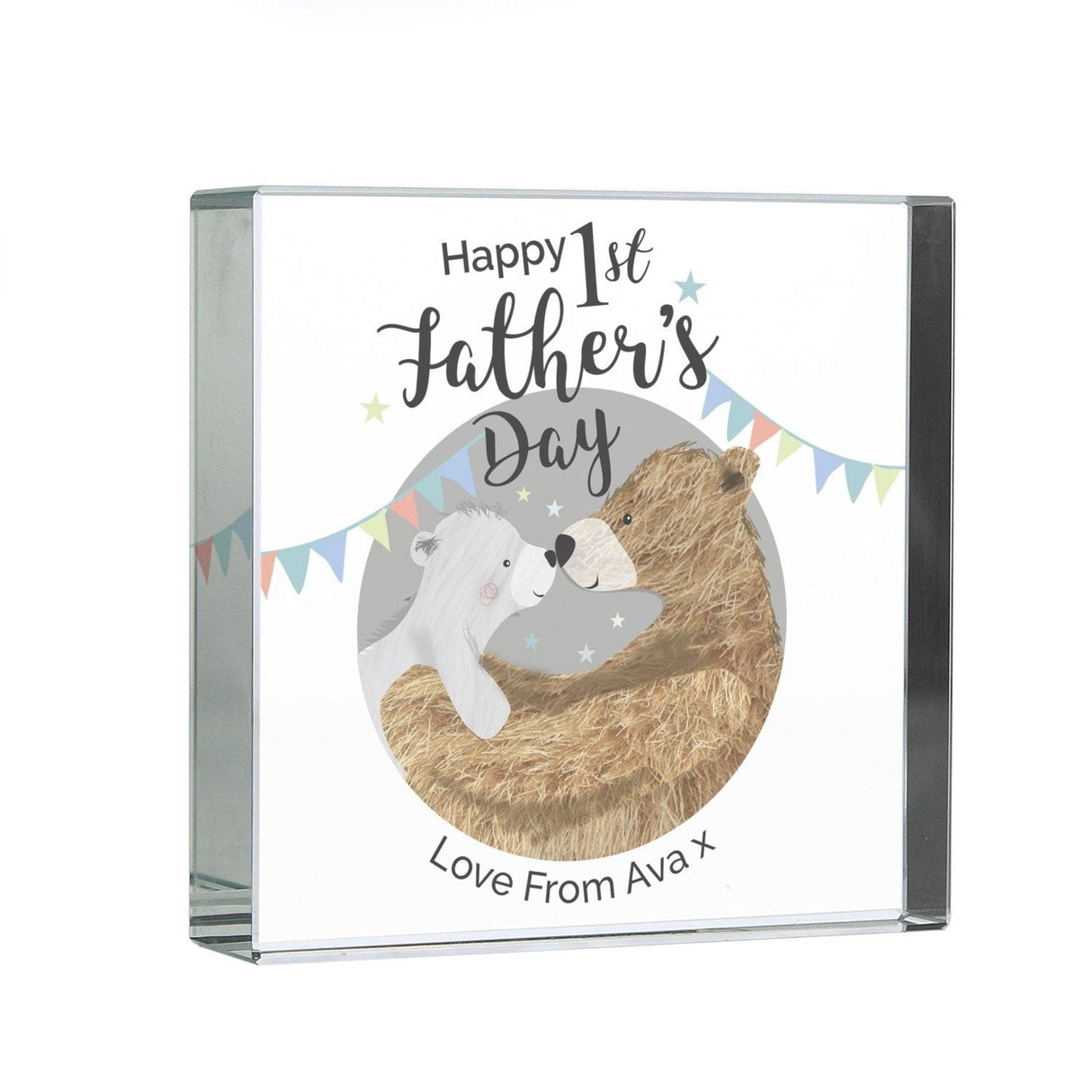 Personalised 1st Father’s Day Daddy Bear Crystal Token: 3 - Crystal Tokens By Gift Moments