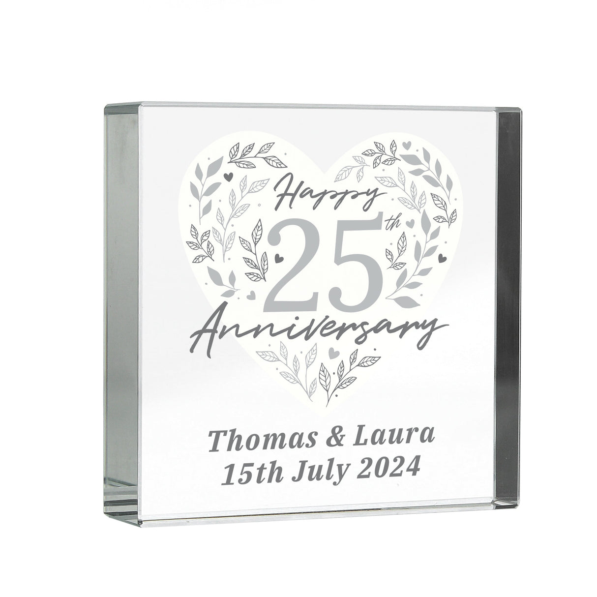 Personalised 25th Silver Wedding Anniversary Crystal Token: 5 - Crystal Tokens By Gift Moments