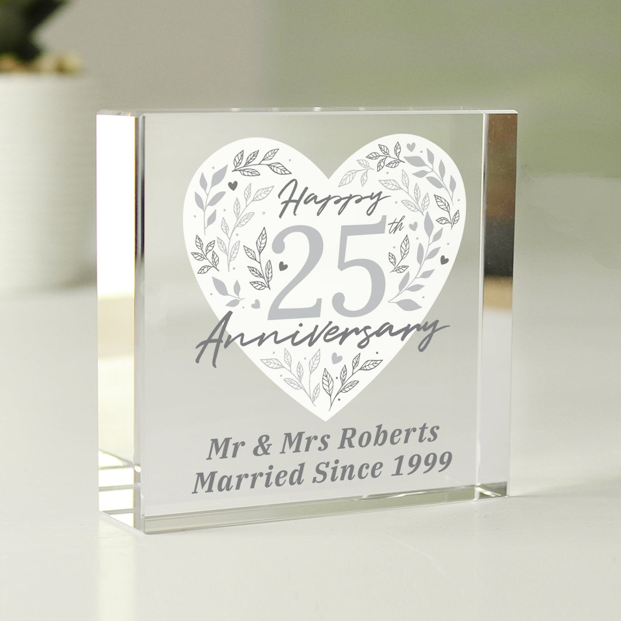Personalised 25th Silver Wedding Anniversary Crystal Token: 4 - Crystal Tokens By Gift Moments