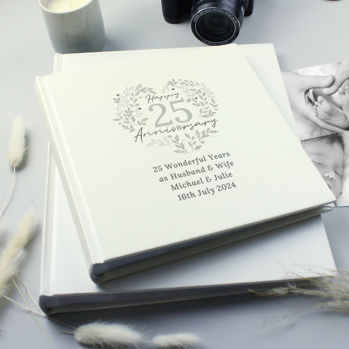 Personalised 25th Silver Wedding Anniversary Photo Album - Shop Photo Albums At Gift Moments - 1