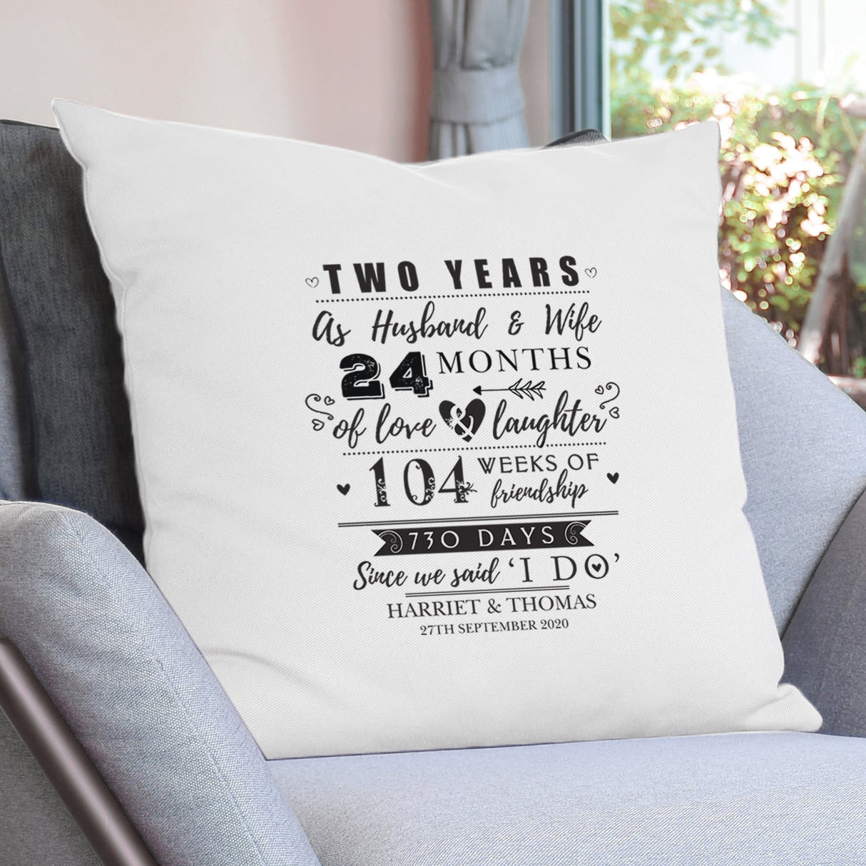 Personalised 2nd Anniversary Cushion - Shop Cushions At Gift Moments - 4