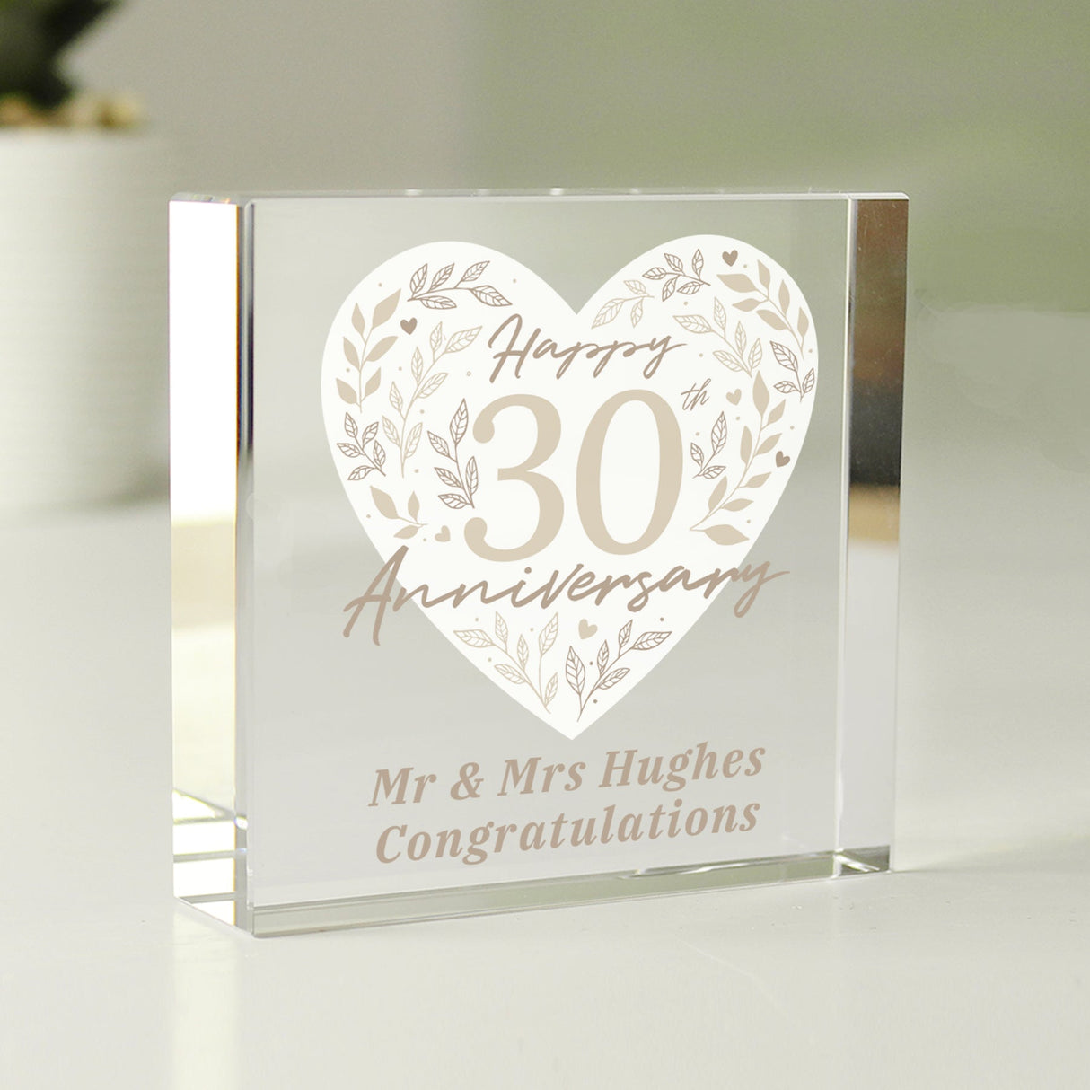 Personalised 30th Pearl Wedding Anniversary Crystal Token - Shop Crystal Tokens At Gift Moments - 4