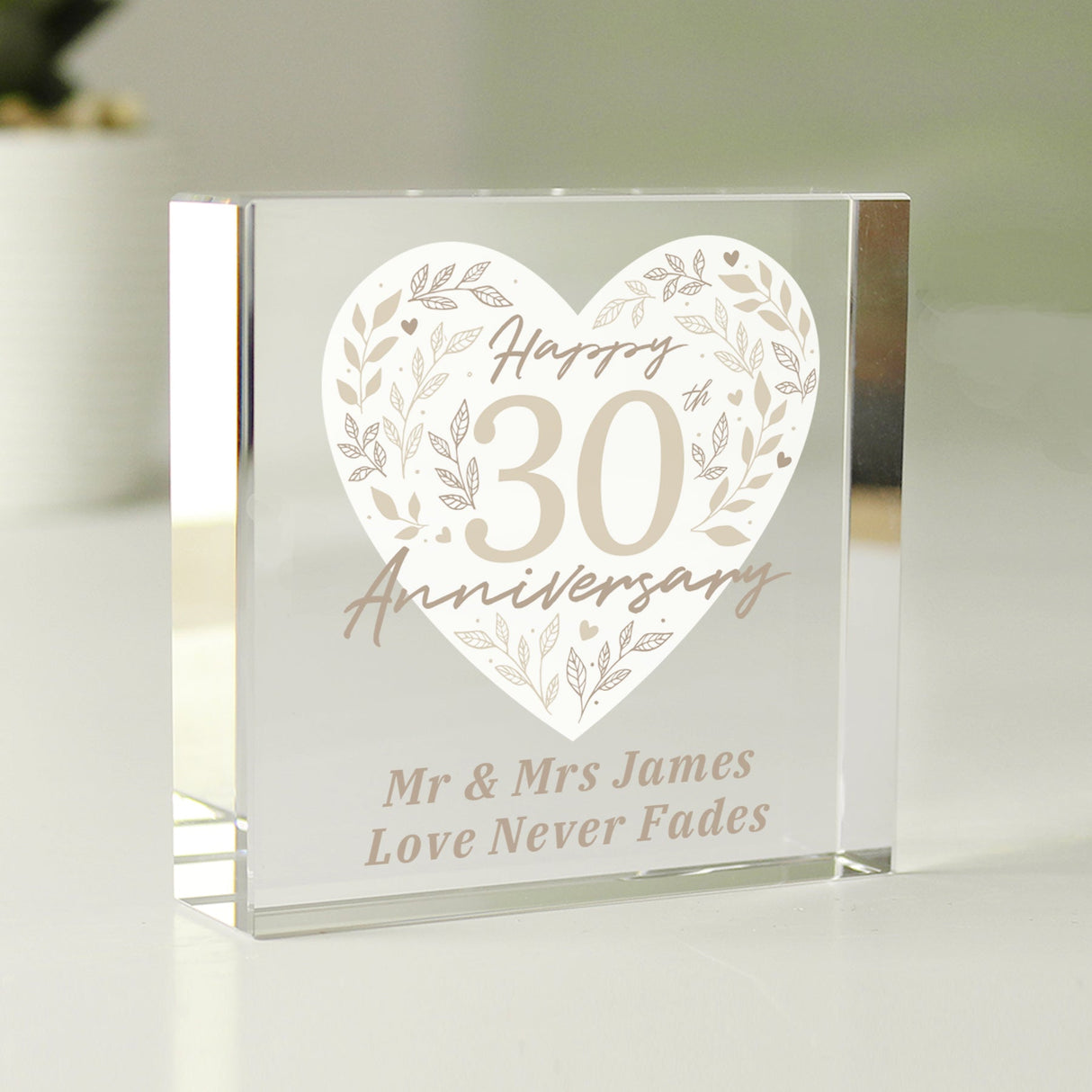 Personalised 30th Pearl Wedding Anniversary Crystal Token - Shop Crystal Tokens At Gift Moments - 2