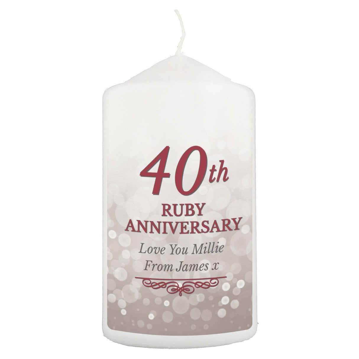 Personalised 40th Ruby Anniversary Pillar Candle: 3 - Candles By Gift Moments