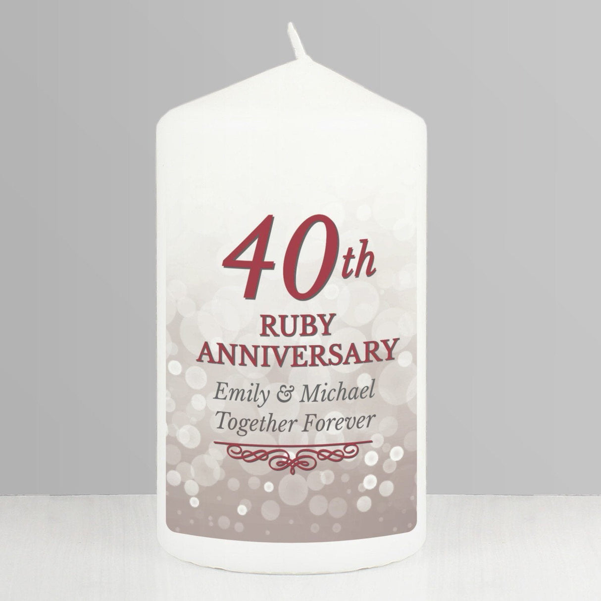 Personalised 40th Ruby Anniversary Pillar Candle: 2 - Candles By Gift Moments