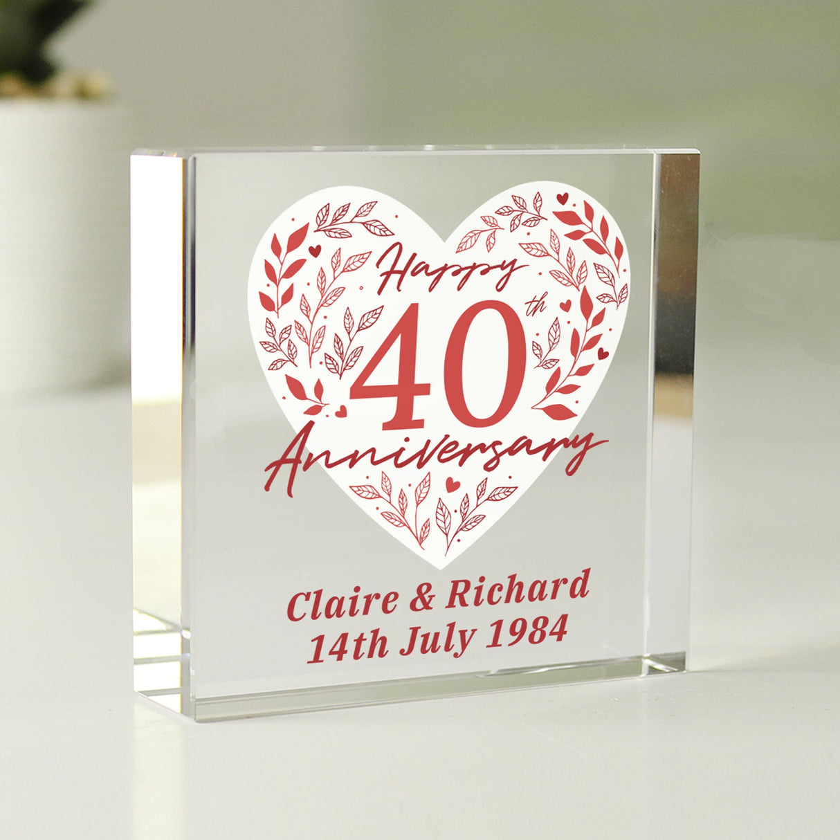 Personalised 40th Ruby Wedding Anniversary Crystal Token: 2 - Crystal Tokens By Gift Moments