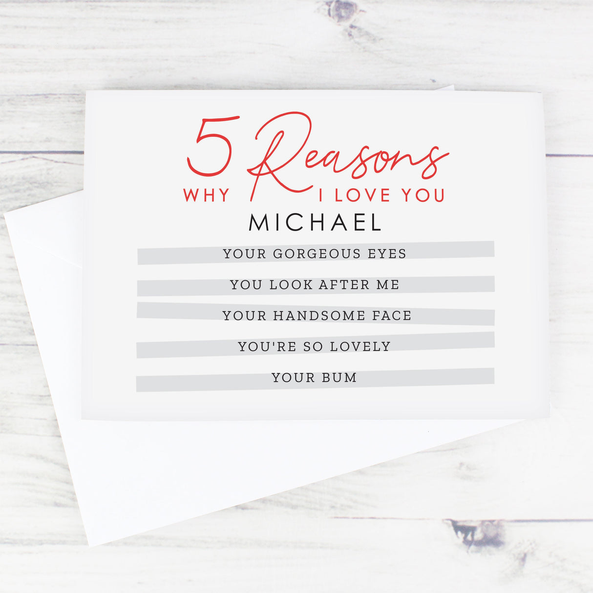 Personalised 5 Reasons Why Card - Shop Greeting Cards At Gift Moments - 1