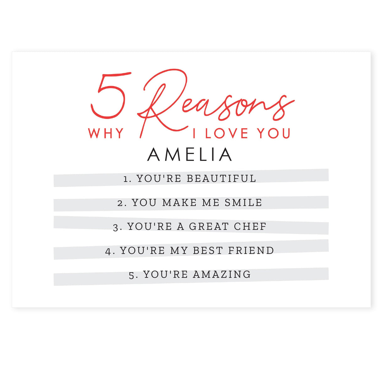 Personalised 5 Reasons Why Card - Shop Greeting Cards At Gift Moments - 2