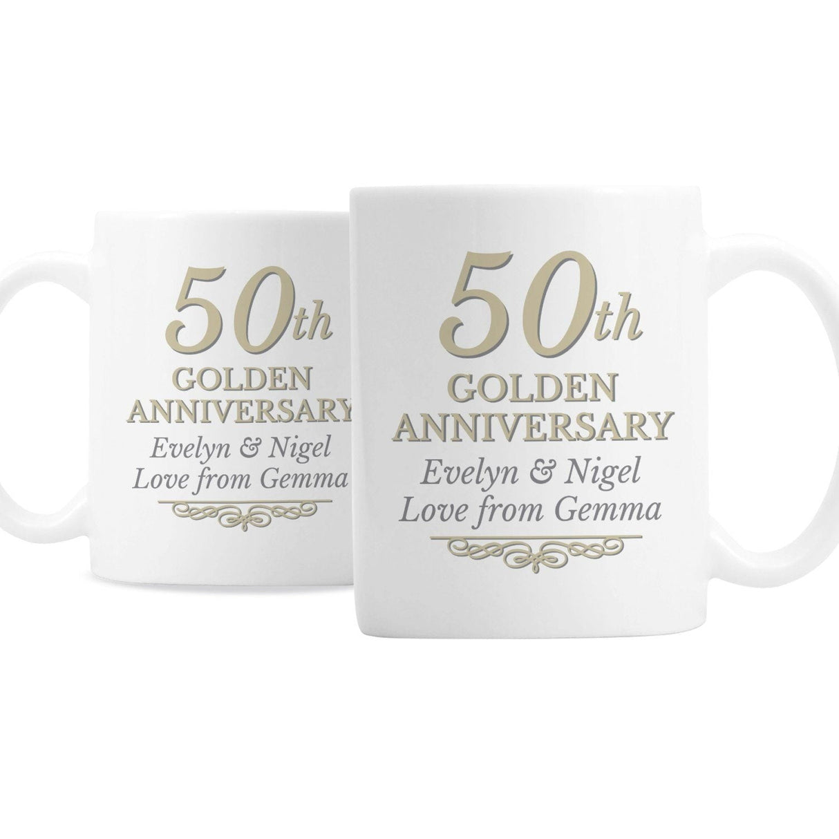 Personalised 50th Golden Anniversary Mug Set: 4 - Mugs By Gift Moments