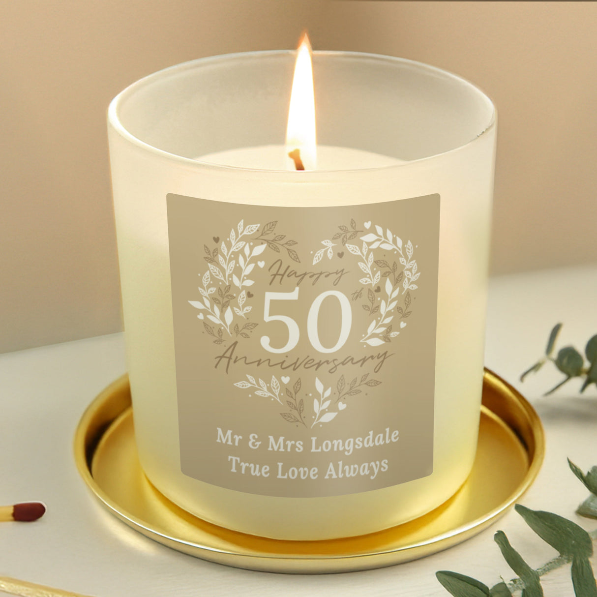 Personalised 50th Golden Wedding Anniversary Candle Jar - Shop Candles At Gift Moments - 2
