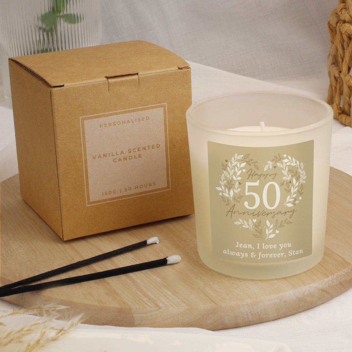 Personalised 50th Golden Wedding Anniversary Candle Jar - Shop Candles At Gift Moments - 3