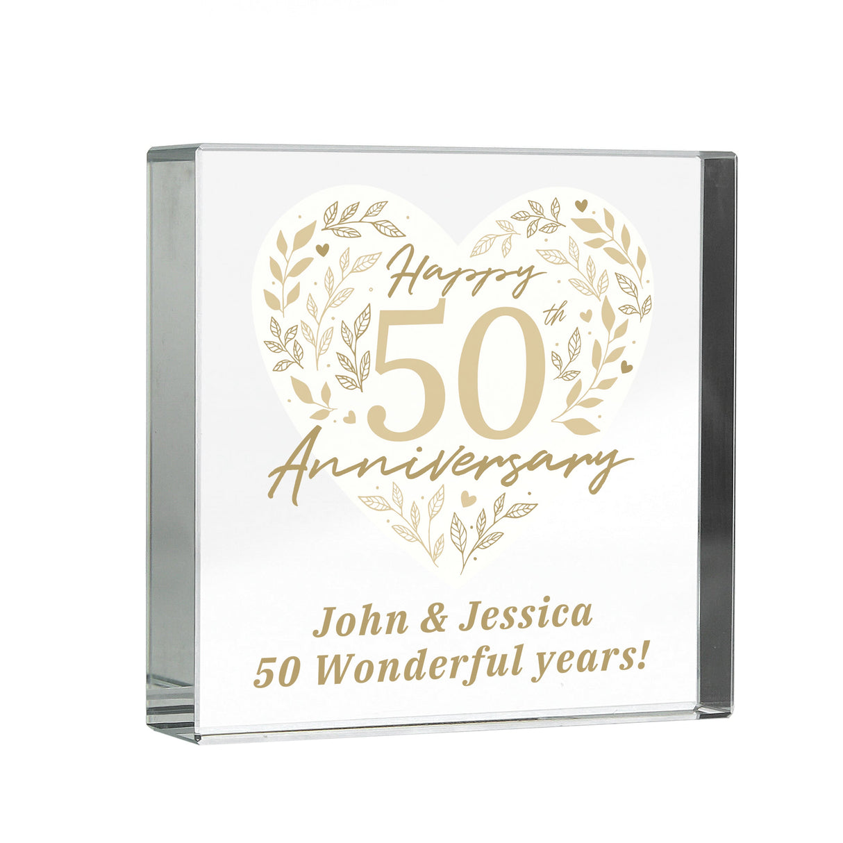 Personalised 50th Golden Wedding Anniversary Crystal Token - Shop Crystal Tokens At Gift Moments - 5