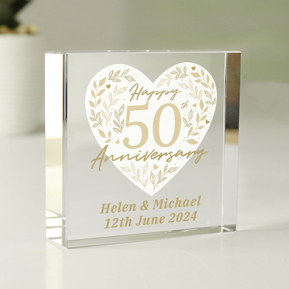 Personalised 50th Golden Wedding Anniversary Crystal Token - Shop Crystal Tokens At Gift Moments - 2