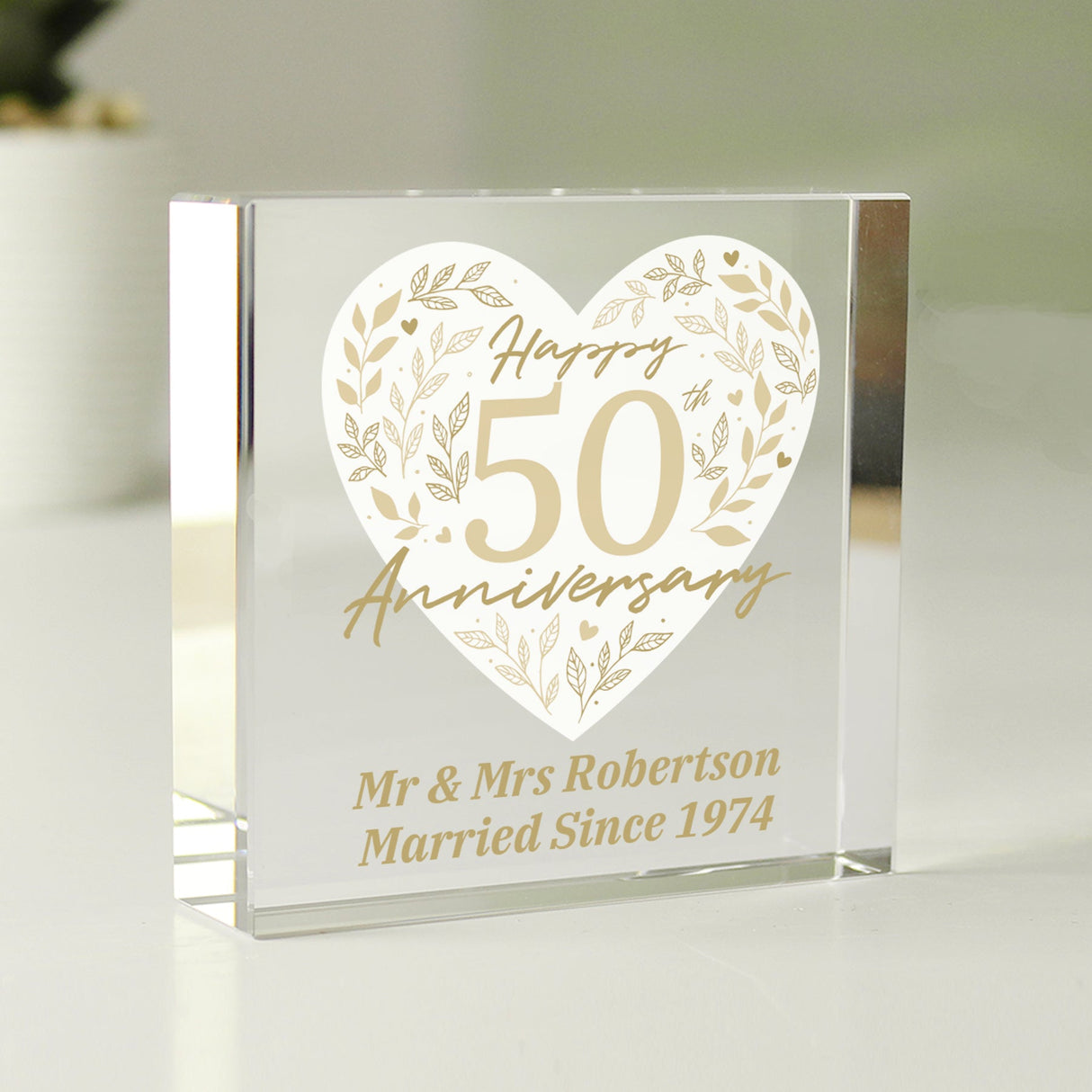 Personalised 50th Golden Wedding Anniversary Crystal Token - Shop Crystal Tokens At Gift Moments - 4