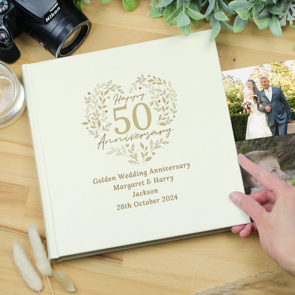 Personalised 50th Golden Wedding Anniversary photograph album 6x4 4x6 pictures - Shop Photo Albums At Gift Moments - 3