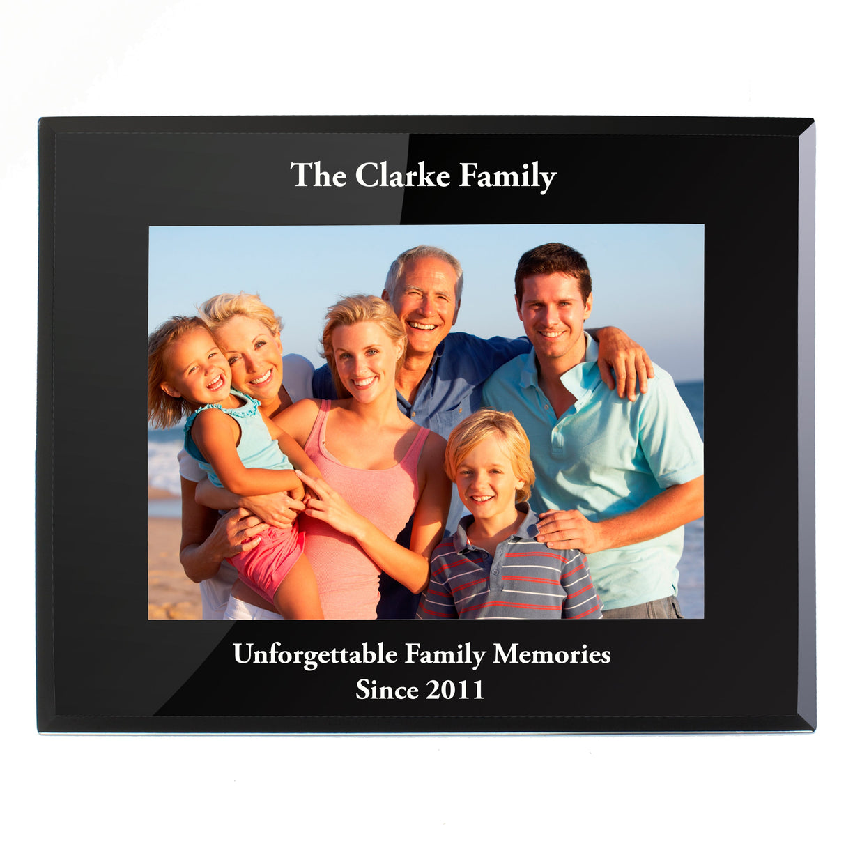 Personalised 5x7 Landscape Black Glass Photo Frame: 5 - Photo Frames By Gift Moments
