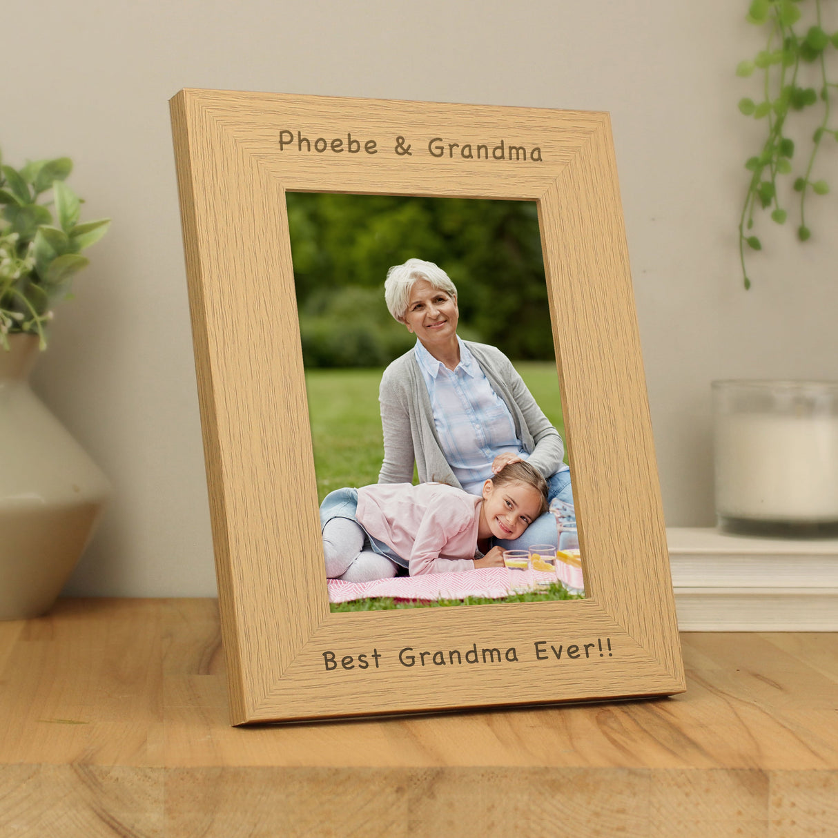 Personalised 5x7 Oak Finish Photo Frame: 2 - Photo Frames By Gift Moments