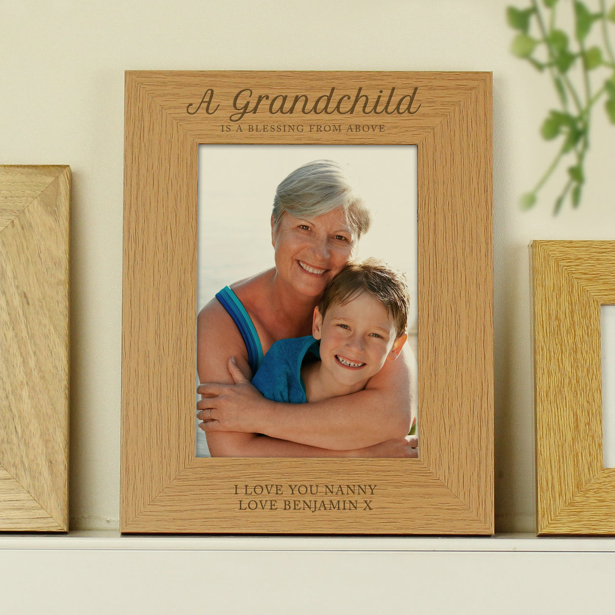 Personalised ’A Grandchild is a Blessing’ 5x7 Oak Finish Photo Frame: 2 - Photo Frames By Gift Moments