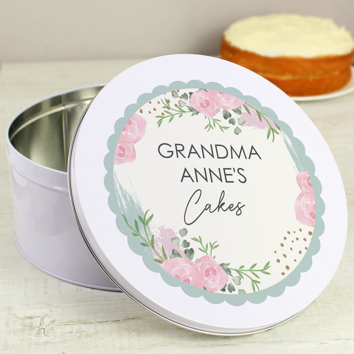 Personalised Abstract Rose Cake Tin: 2 - Storage By Gift Moments
