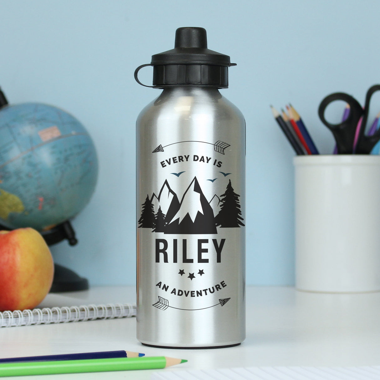 Personalised Adventure Silver Drinks Bottle: 2 - Kids Bottles By Gift Moments