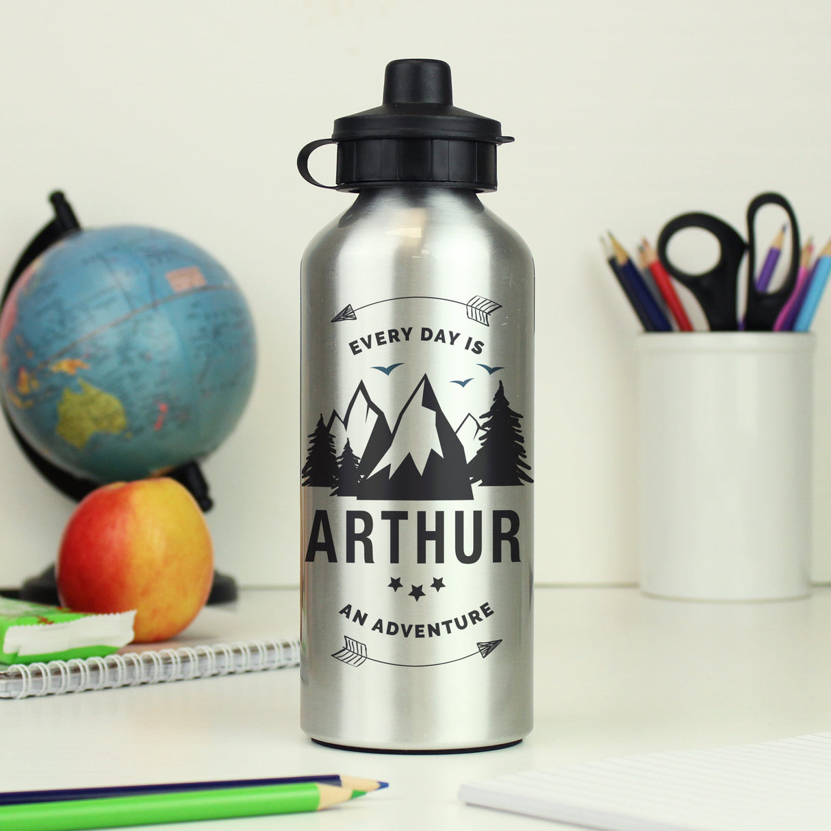 Personalised Adventure Silver Drinks Bottle: 1 - Kids Bottles By Gift Moments