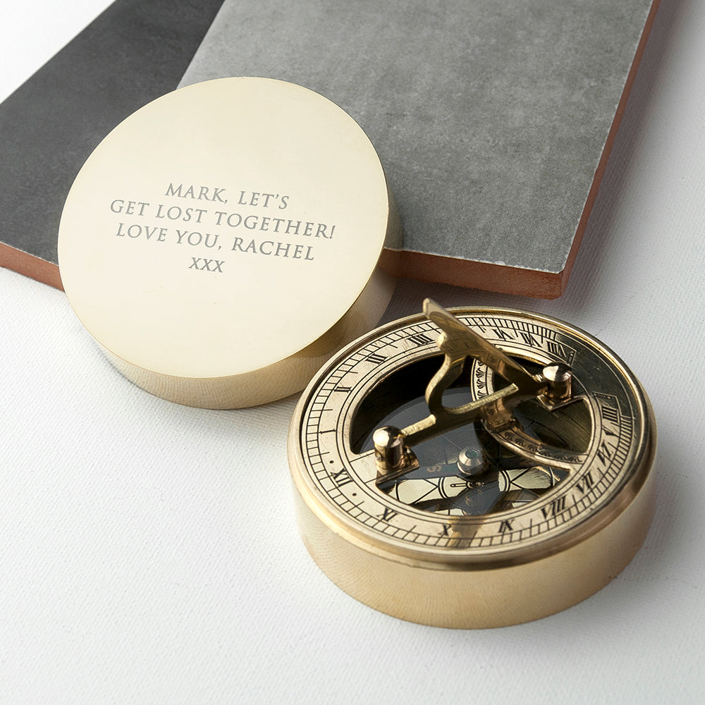 Personalised Adventurer’s Brass Sundial and Compass - Shop Compasses At Gift Moments - 1