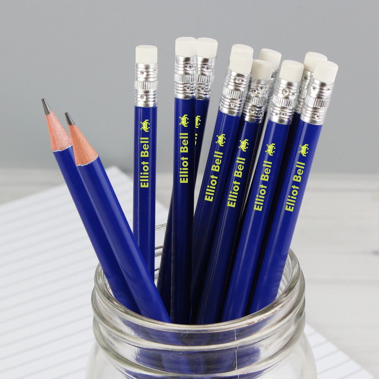 Personalised Alien Motif Blue Pencils - Shop Pens & Pencils At Gift Moments - 1