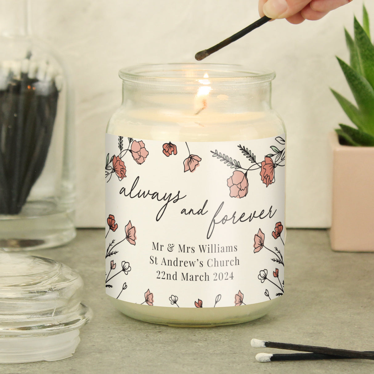 Personalised Always & Forever Large Scented Jar Candle: 1 - Candles By Gift Moments