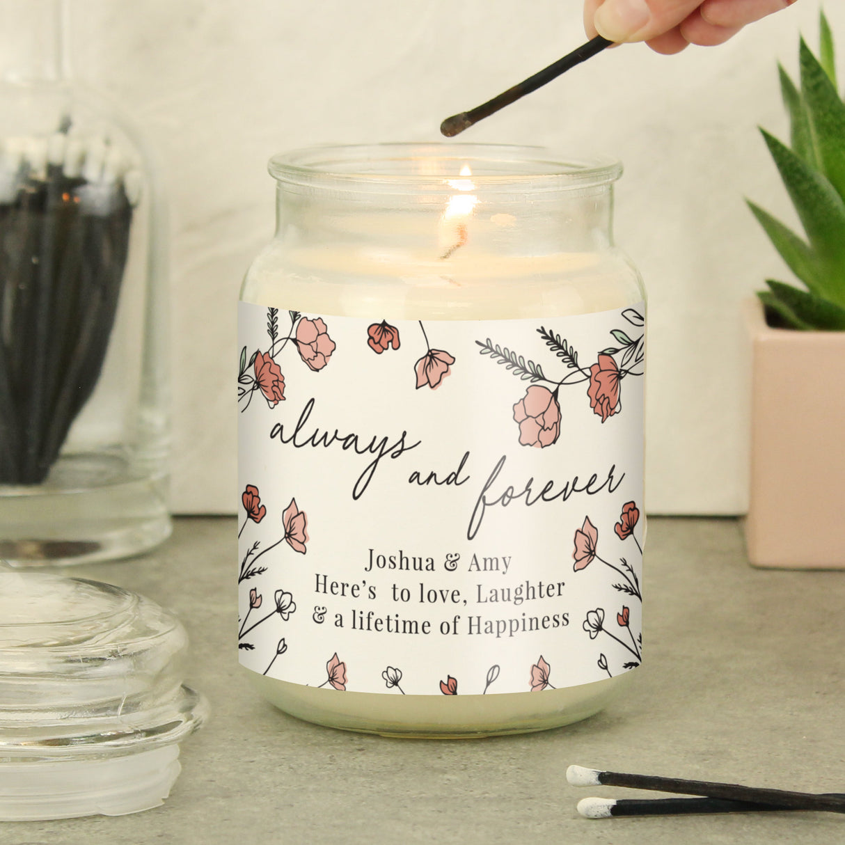 Personalised Always & Forever Large Scented Jar Candle: 4 - Candles By Gift Moments