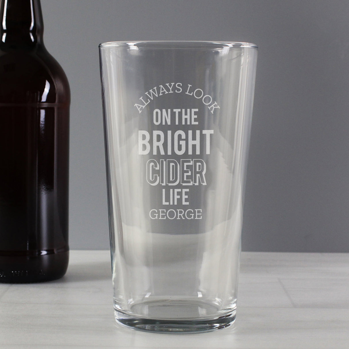 Personalised Always Look On The Bright Cider Life Pint Glass: 4 - Beer Glasses By Gift Moments