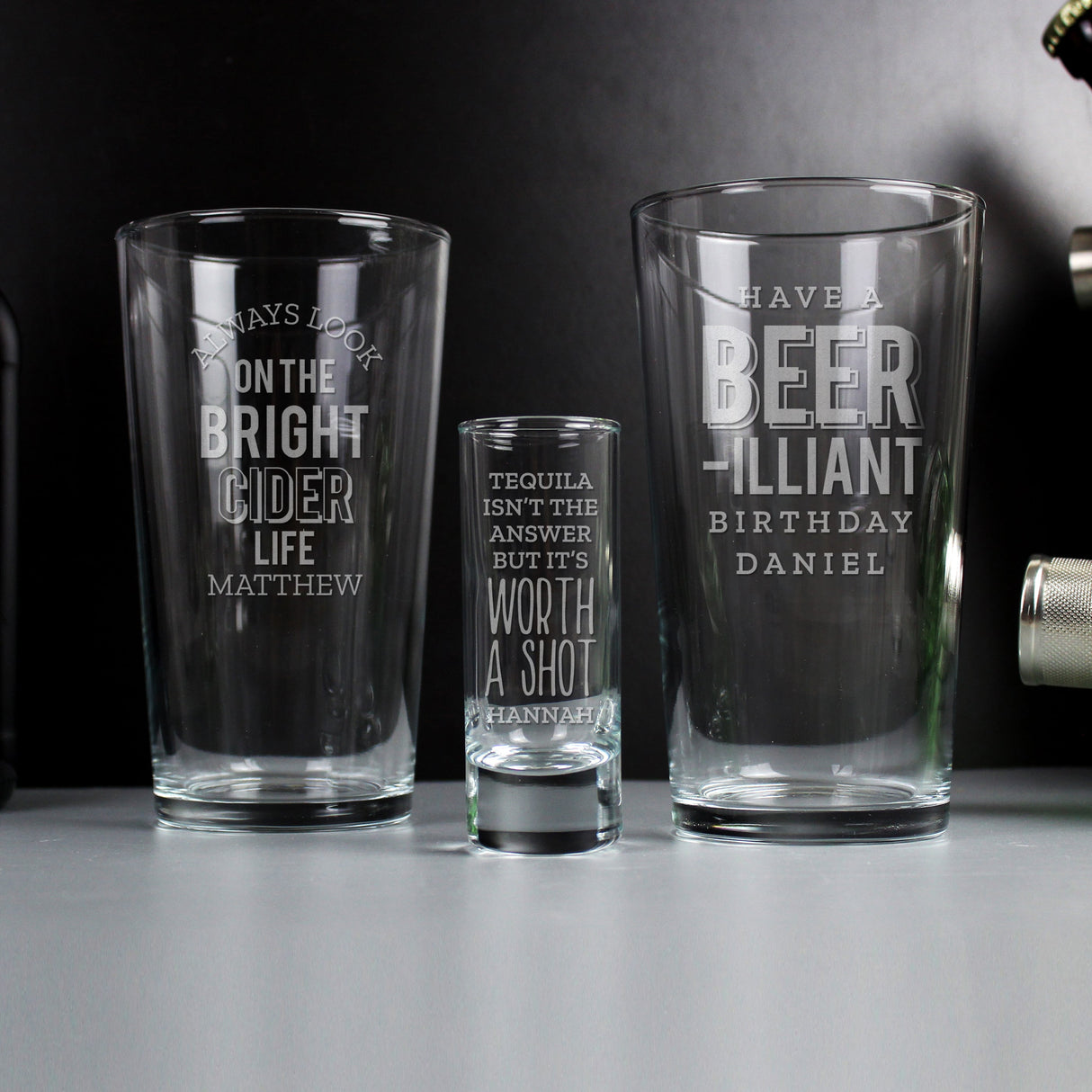 Personalised Always Look On The Bright Cider Life Pint Glass: 5 - Beer Glasses By Gift Moments