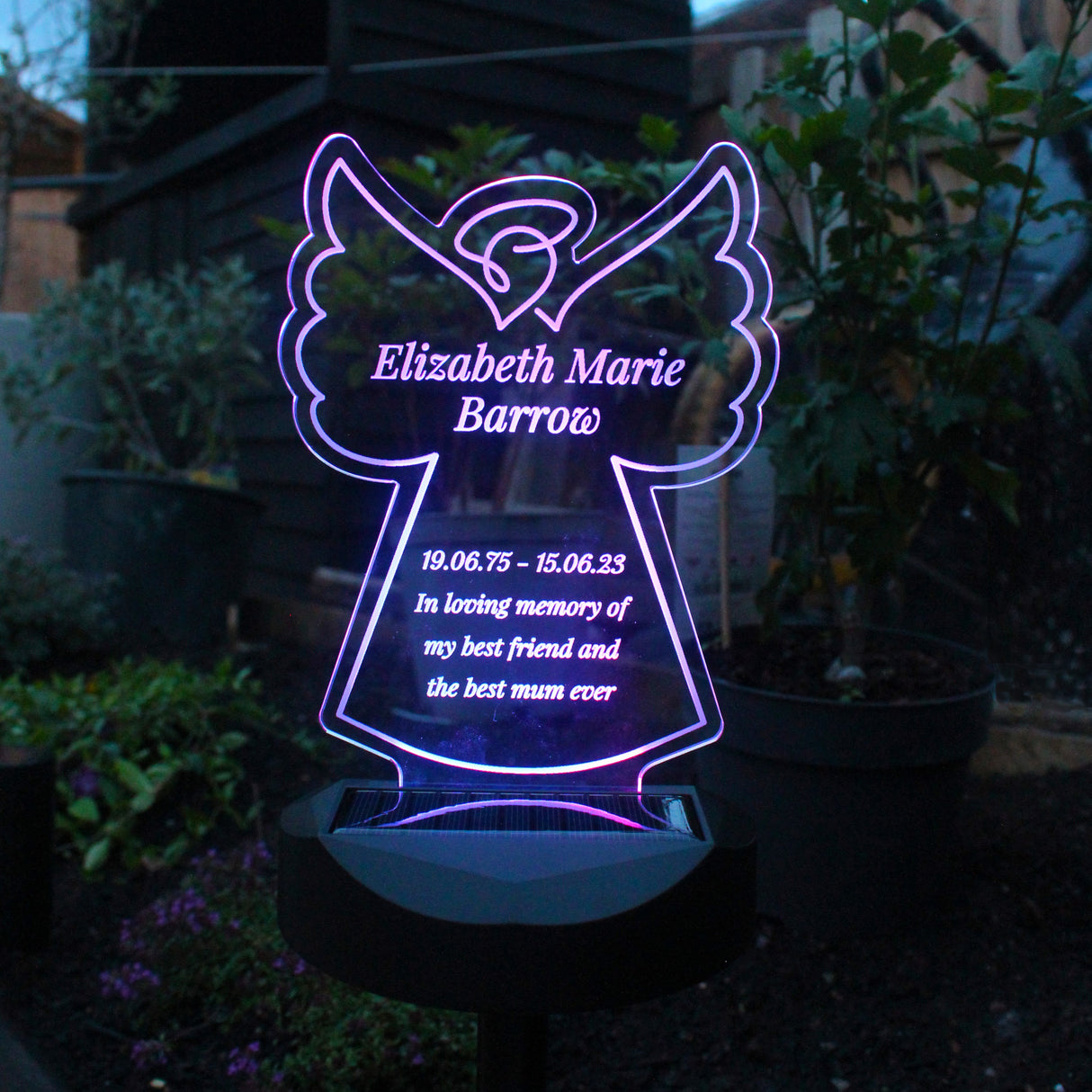 Personalised Angel Memorial Outdoor Solar Light: 7 - Solar Lights By Gift Moments