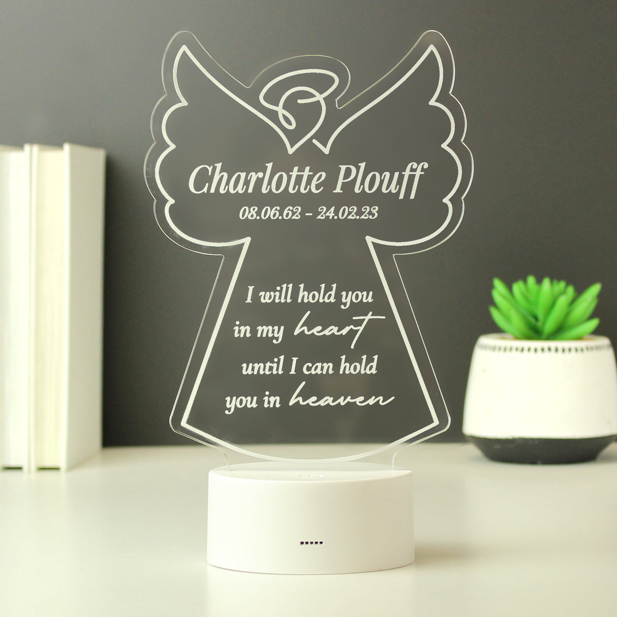 Personalised Angel Memorial Verse Colour Changing LED Light: 5 - LED Lighting By Gift Moments
