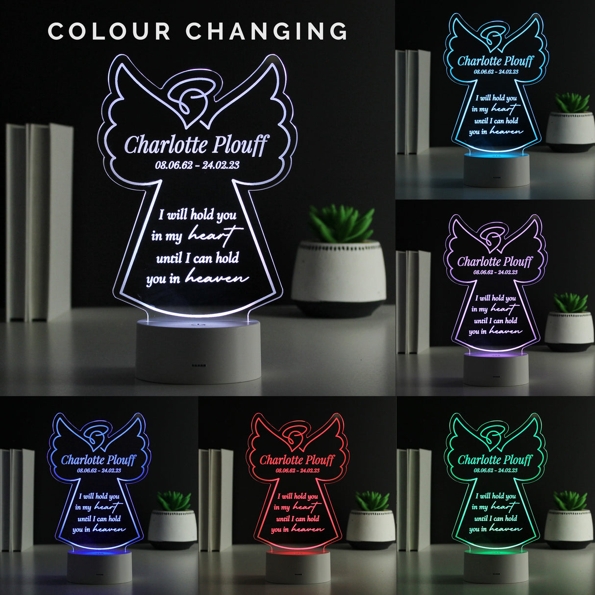 Personalised Angel Memorial Verse Colour Changing LED Light: 3 - LED Lighting By Gift Moments