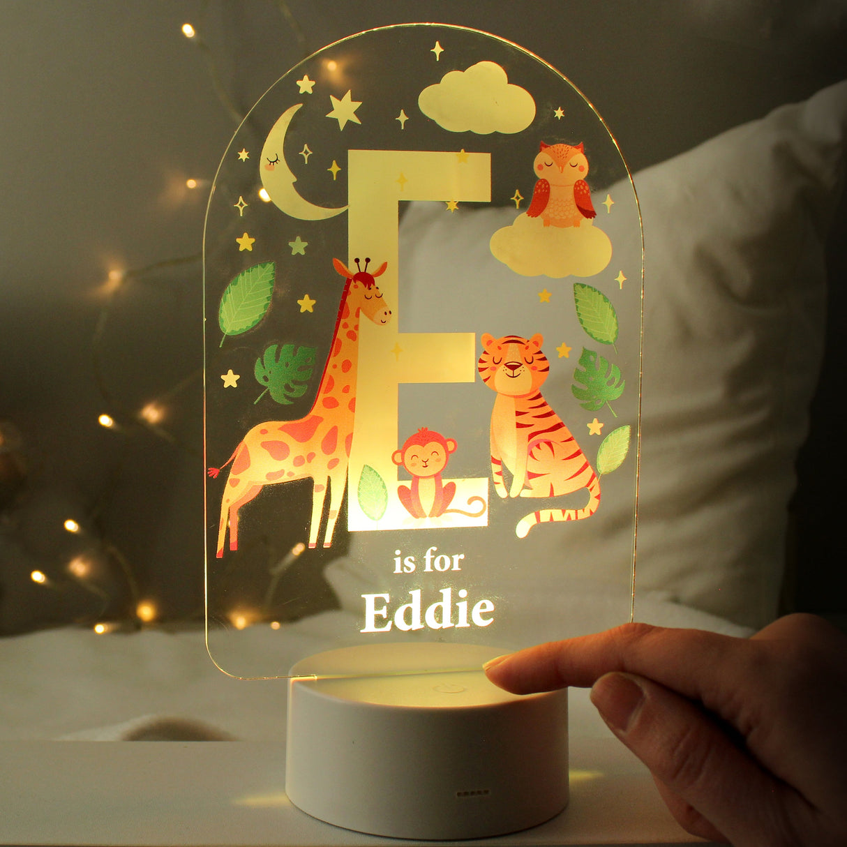 Personalised Animal Alphabet LED Colour Changing Night Light: 2 - LED Lighting By Gift Moments