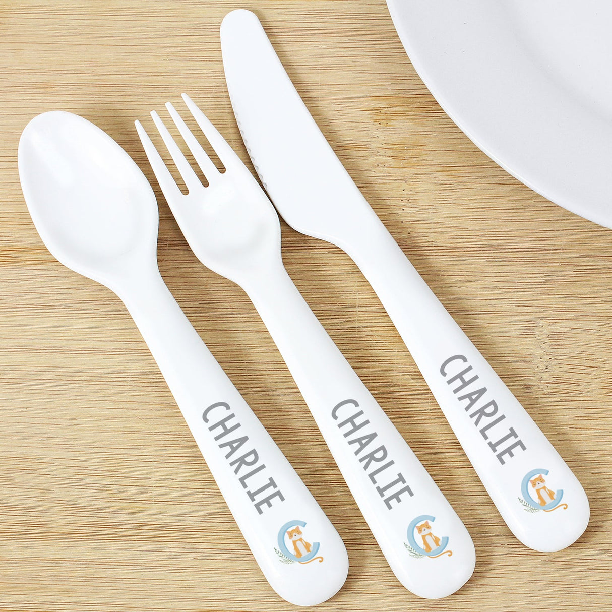 Personalised Animal Alphabet Plastic Cutlery: 1 - Cutlery Sets By Gift Moments