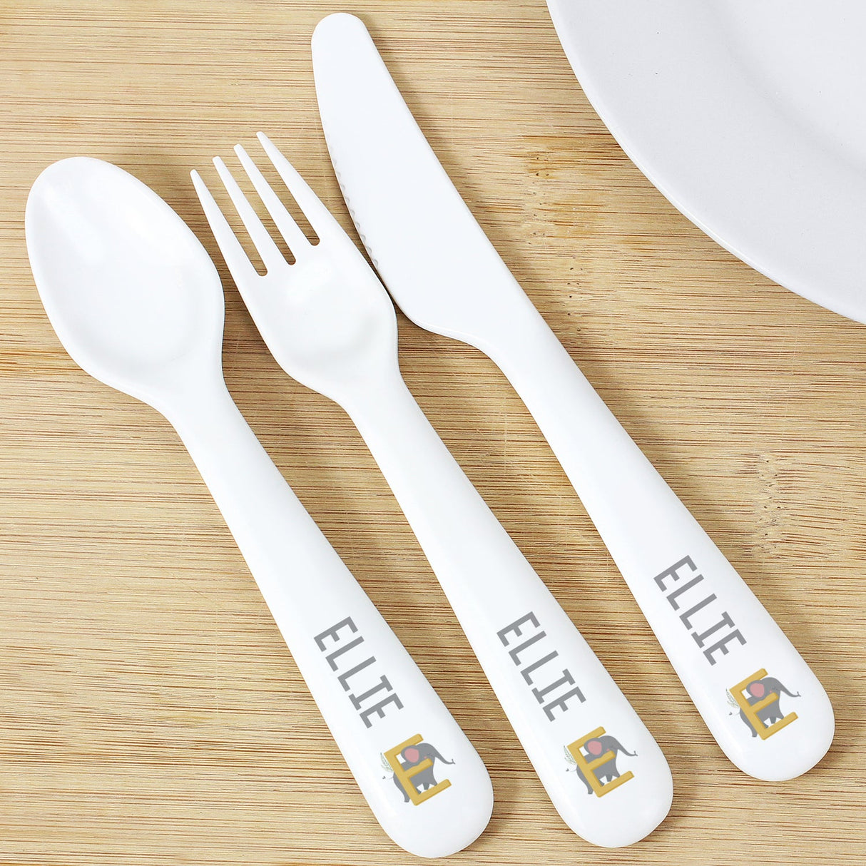 Personalised Animal Alphabet Plastic Cutlery: 2 - Cutlery Sets By Gift Moments