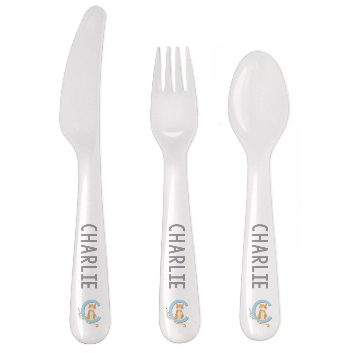 Personalised Animal Alphabet Plastic Cutlery: 3 - Cutlery Sets By Gift Moments