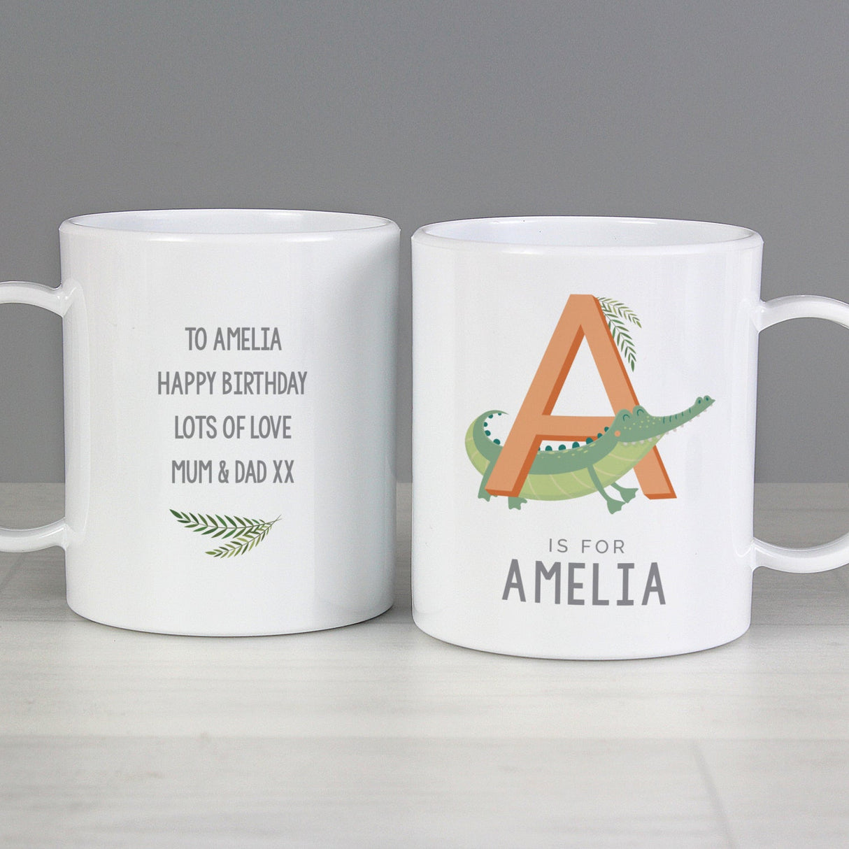 Personalised Animal Alphabet Plastic Mug: 1 - Plastic Mugs By Gift Moments