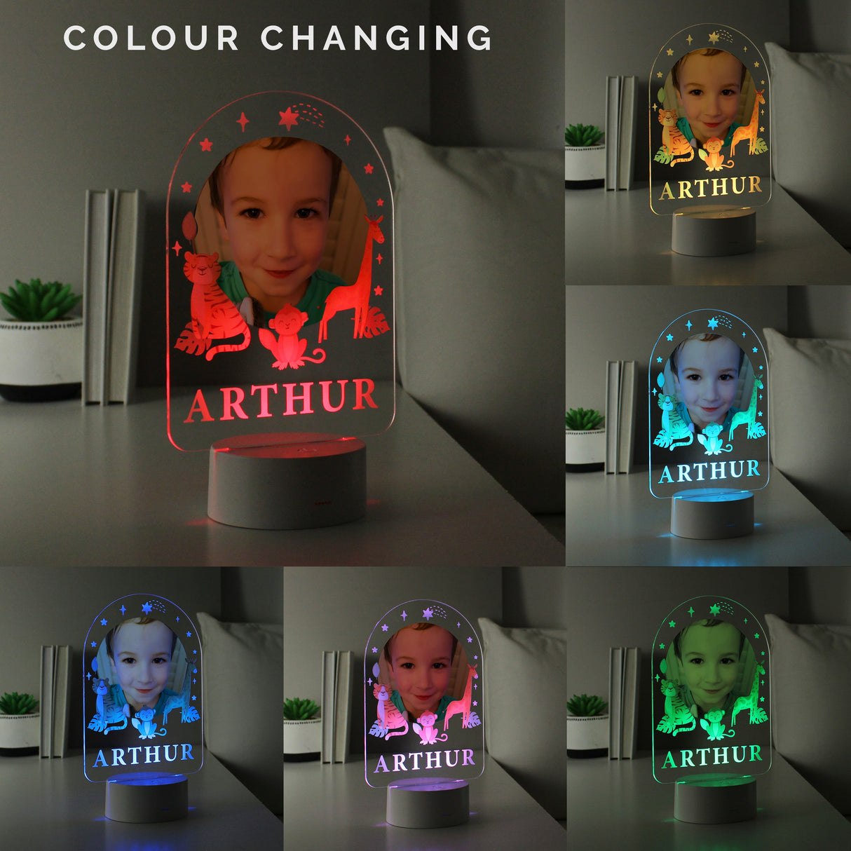 Personalised Animal Photo Upload LED Colour Changing Night Light: 4 - LED Lighting By Gift Moments