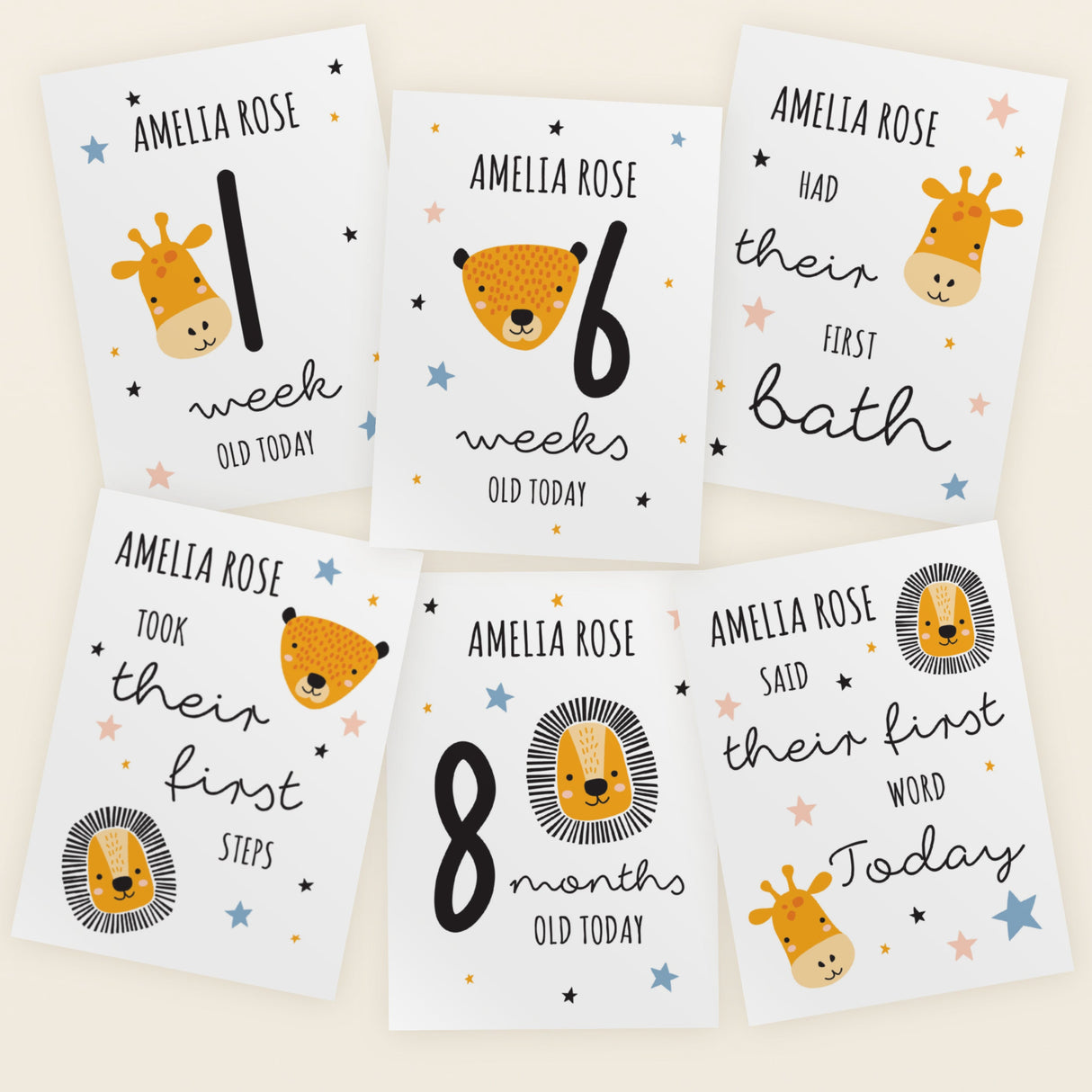Personalised Animals Baby Milestone Cards - Shop Keepsakes At Gift Moments - 5