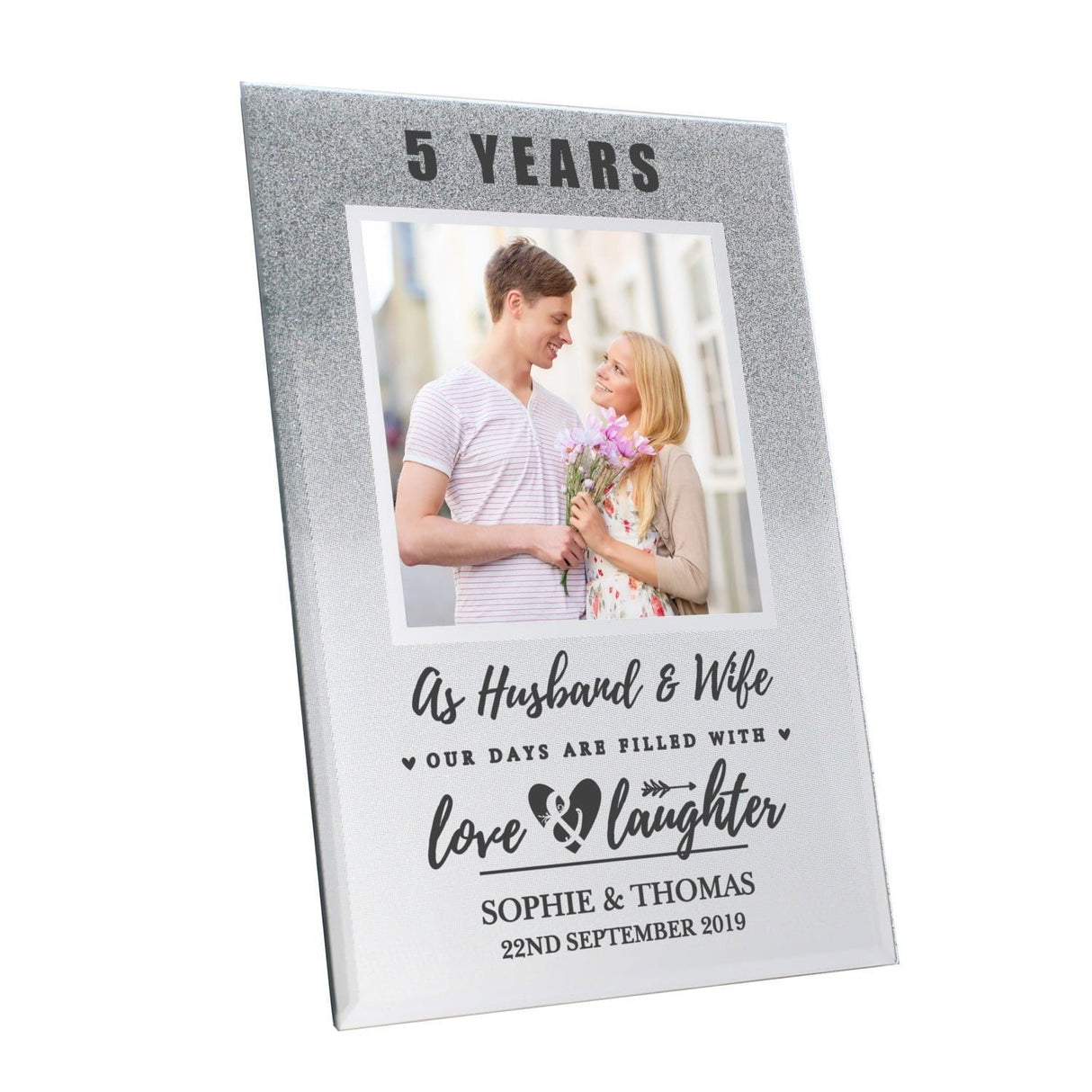 Personalised Anniversary 4x4 Glitter Glass Photo Frame: 6 - Photo Frames By Gift Moments