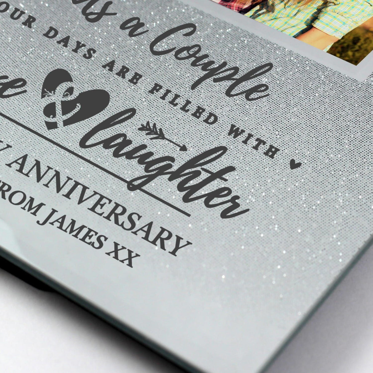 Personalised Anniversary 4x4 Glitter Glass Photo Frame: 5 - Photo Frames By Gift Moments