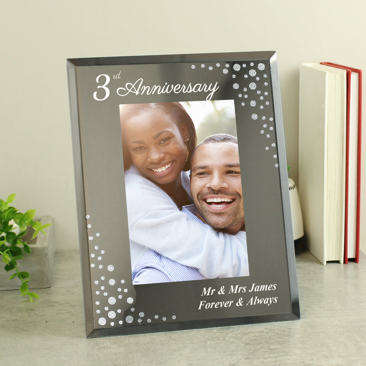 Personalised Anniversary 6x4 Diamante Glass Photo Frame: 2 - Photo Frames By Gift Moments