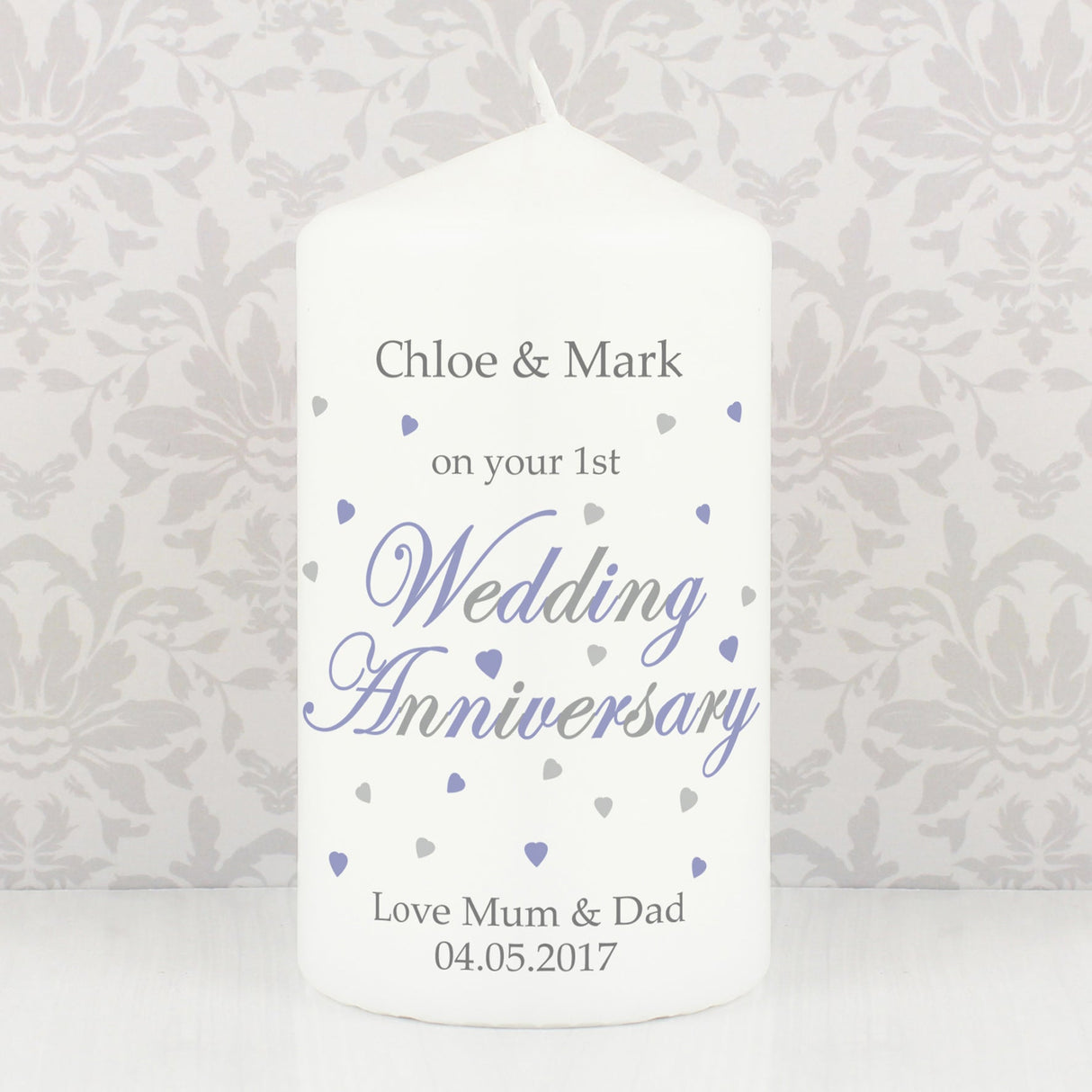 Personalised Anniversary Pillar Candle: 2 - Candles By Gift Moments