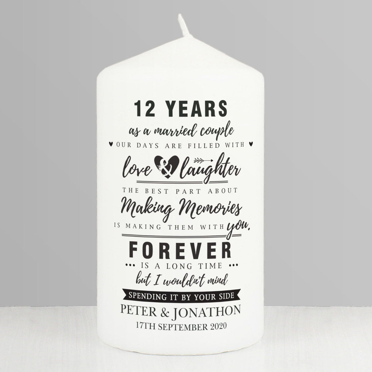 Personalised Anniversary Pillar Candle: 1 - Candles By Gift Moments